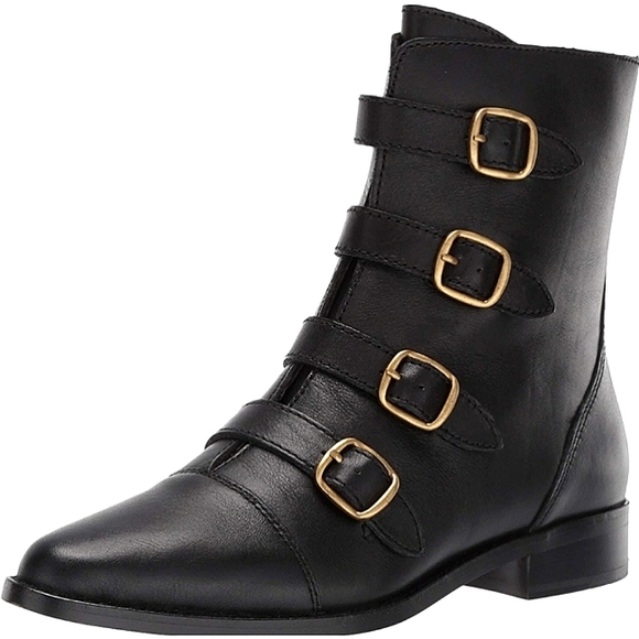 J. Crew Shoes - J.CREW Multi-buckle Leather Short Boot Black Leather Size 7